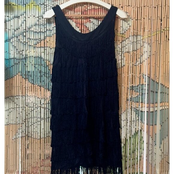 H&M, The Look: 1920's Flapper, Fringe Mini Cocktail Dress, Blue, Large - Picture 6 of 12